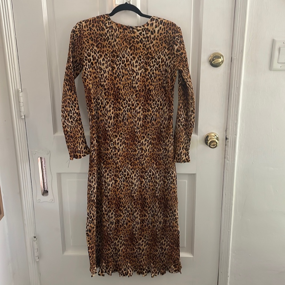 VINTAGE CHEETAH PRINT CRINKLE DRESS